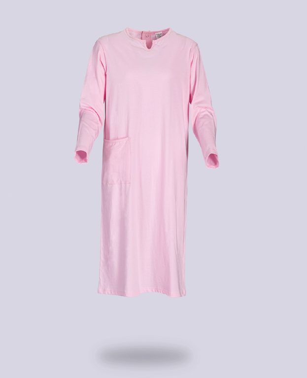 Chemise de Nuit Femme Manches Longues | Modèle Marie-Noëlle Rose