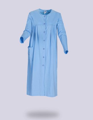 Chemise de Nuit Femme Manches Longues | Modèle Alice Bleu Ciel