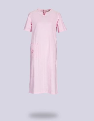 Chemise de Nuit Femme Manches Courtes | Modèle Marie-Noëlle Rose