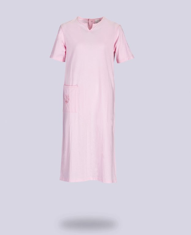 Chemise de Nuit Femme Manches Courtes | Modèle Marie-Noëlle Rose